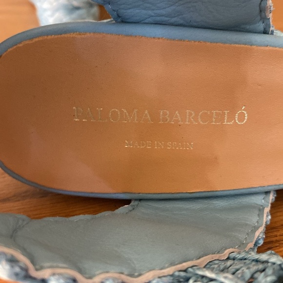 Paloma Barceló Espadrille Style Braided Wedge Heels Size 39 Sky Blue Raffia Wove - Picture 6 of 8